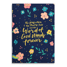 The Word of God Stands Forever A6 Christian notebook front cover inspired by Isaiah 40:8.