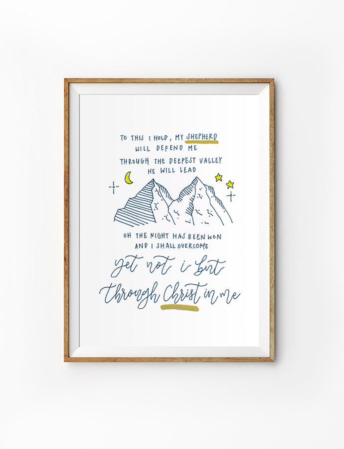 Yet Not I But Through Christ In Me Christian poster designed by Ruth @deepgraceinspo.