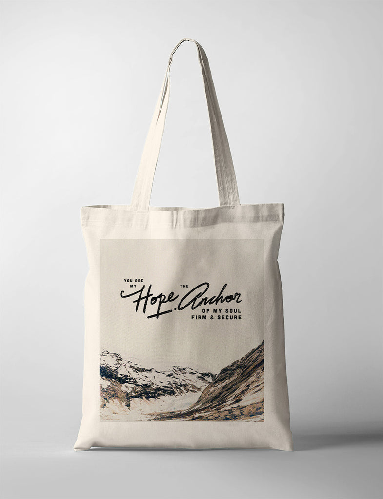 tote bag design that says "You are my hope, the anchor of my soul. Firm & secure"