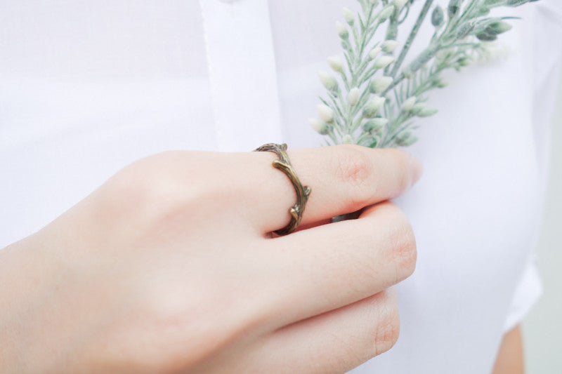 You Are The Branches John 15:5 bronze Christian ring, detail view