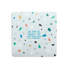 You crown the year with your goodness and your paths drip with abundance grey terrazzo bible verse wooden coaster