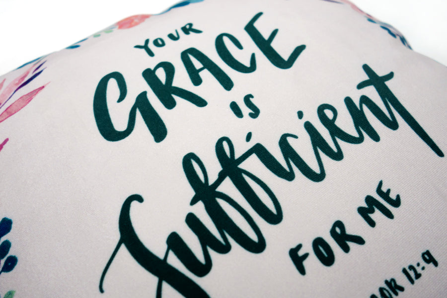 Grace Is Sufficient {Cushion Cover} - Cushion Covers by The Commandment Co, The Commandment Co , Singapore Christian gifts shop