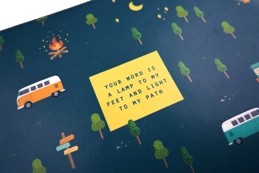 Your word is a lamp to my feet and light to my path close up design.